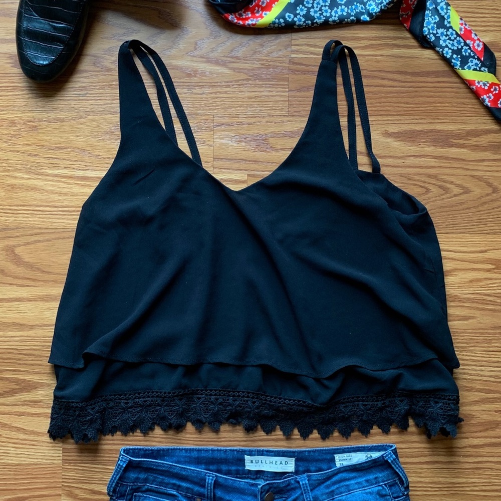 Black Lace Detail Top